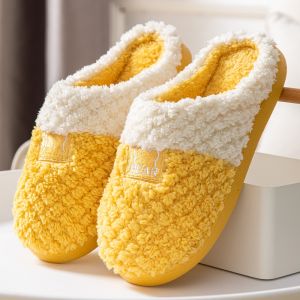 Winter New Arrival K-style Cartoon Bear Cotton Slippers Indoor and Outdoor Home Non-Slip Heattech Couple Stuffed Confinement Cotton Slippers