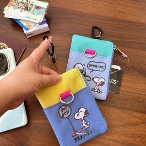กระเป๋าสตางค์อเนกประสงค์ลาย Snoopy ทรงพับได้ สีสันสดใส ปักลาย กระเป๋าสตางค์ผ้าใบ กระเป๋าสตางค์ผู้หญิง