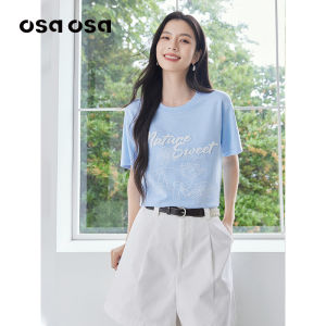 OSA | Cat Letter Embroidery Summer New Loose Drop-shoulder Short Sleeve T-shirt