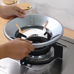 Z-Gadget⚡8 Holes Gas Stove Ring Windproof Shield Fire Wind Proof Energy Saver Cover Universal Stainless Steel Gas Stove Windproof Cover Energy Saving Fire Guard