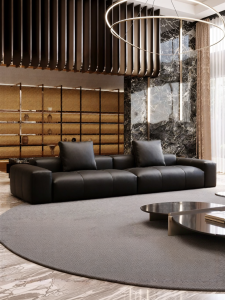 Sofa Italian Minimalist Luxury Top Grain Leather