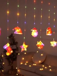3M Christmas Lights Curtain Christmas Ornaments Colorful Hanging Snowman Lights for Birthday wedding Party christmas House Decor