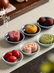 Mini Ceramic Dim Sum Plate Chinese Style Vintage Condiment Dish Vinegar Seasoning Plate Qingshan Hutong Household Diningware