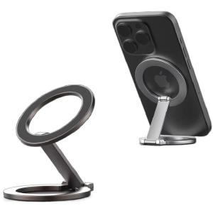 RQZN | Strong Magnetic Phone Stand with Dual-Sided Magnetic Ring Clip for Portable Use on Desk Gym Fridge and Car