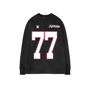 เสื้อยืดคอกลมแขนยาวผ้าฝ้ายแท้พิมพ์ลายตัวอักษรฮิปฮอปไซส์ใหญ่ 300 ปอนด์ สำหรับผู้ชาย ฤดูใบไม้ผลิและฤดูใบไม้ร่วง ทรงหลวม ใส่สบาย