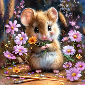 Huacan Diamond Painting Hamster Daisy Diamond Mosaic Animal Flower New 2026 Picture Of Rhinestones
