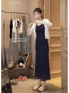 Elegant High Waist Polka Dot Wrap Dress Slim Fit Womens Long Skirt Spring Autumn Season A-Line Gown for Ladies in China