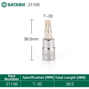 SATA | Flower Star Screwdriver Tip Torx Socket T30/40/45/50/60 Sizes