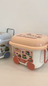 [NHỰA DẺO - TO - 50PCS] Đồ chơi xếp hình thông minh Nhựa dẻo an toàn Miếng ghép to Có hộp đựng lắp ghép có bánh xe 3011