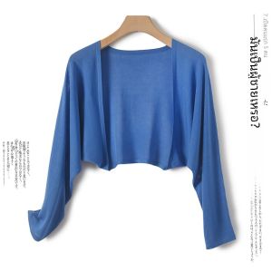 พลัสไซส์ Ice ผ้าไหม ผ้าคลุมไหล่ป้องกันแสงแดด ผู้หญิง ฤดูร้อน บาง สายคล้อง เสื้อกั๊ก เปิด คาร์ดิเกน ผ้าคลุมเสื้อปรับอากาศ