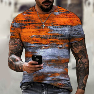 Kỹ Thuật Số 3D In Hoa Văn Cổ Áo Áo Thun Tay Ngắn Nam Thanh Niên Cổ Tròn Thoải Mái Thời Trang Mùa Hè Ôm Vừa Vặn Phong Cách Cơ Bản Khác