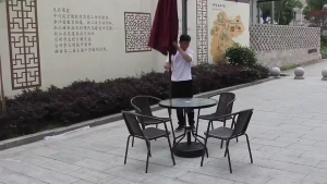 Heavy Duty Outdoor Patio Table and Chairs Set 4 Chairs Folding Table Tempered Glass Garden Furniture