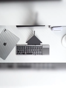 Foldable Bluetooth Keyboard Portable Wireless with PU Leather Cover Touchpad for Tablet Laptop Smartphone