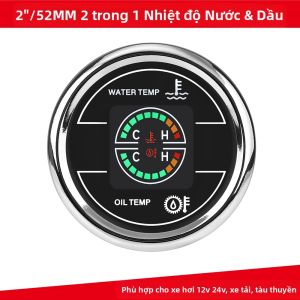 RYSJM | Đồng Hồ Đo Nhiệt Độ Nước Và Dầu Kỹ Thuật Số LCD 2 Trong 1 12~24V Hình Tròn Dành Cho Ô Tô Xe Máy Xe Tải Chất Liệu Thép Không Gỉ + Nhựa + Kính