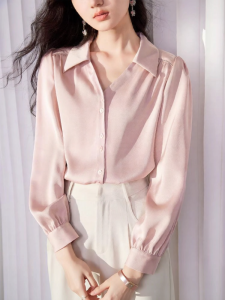 XIANGYING | Silk-like Pink Blouse