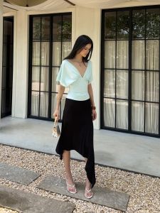audwyn | Low Waist Irregular Ruffle Knit Patchwork Mermaid Skirt