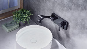In-Wall Mounted Heat Fusion Full Copper Black Digital Display Ceramic Valve Bathroom Tap Lavatory 2 In 1 Basin Faucets Concealed