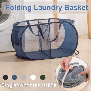 Collapsible Laundry Basket Dirty Clothes Basket Household  Folding Laundry Basket Durable Mesh Laundry Hamper With Side Pocket