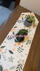 Table Runner Rumbai Ruang Tamu Mewah Panjang 120 140 160 180 200 240 Katun Motif Floral Phoebe