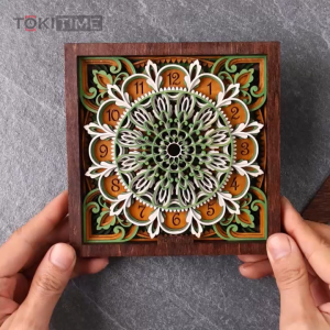 Vỏ đồng hồ gỗ vuông nhiều lớp - handmade - Thiết kế 3D tinh xảo