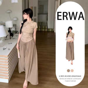 New Chinese Style Summer Outfit Cute Little Sister Dress Set Fashionable Cotton Long Pants Short Sleeve Stand Collar Two Piece Set