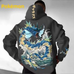 Áo Hoodie Nam Pokémon Gyarados In Hình Anime Cá Tính Kiểu Dáng Rộng Rãi Thời Trang Đường Phố Mặc Thường Ngày Chất Liệu Cotton Áo Len Dệt Kim Mùa Thu/đông