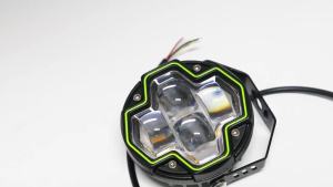 KEVANLY | 4 Lens Motorcycle Stobe Spotlight Led Auxiliary Headlights Dual Color Flashing Work Lamp Fog Lamp for Car Truck 4x4 Off Road 12V