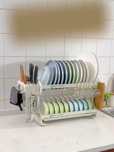 ชั้นวางจาน ชั้นอเนกประสงค์ ที่คว่ำจาน สามารถวางเป็นชั้นวาง หรือ ชั้นติดผนังก็ได้ วางของในครัว