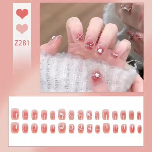 DD281 เล็บปลอม 3 มิติ ชุดเล็บปลอม อินเทรนด์ พร้อมของขวัญ  24 ชิ้น