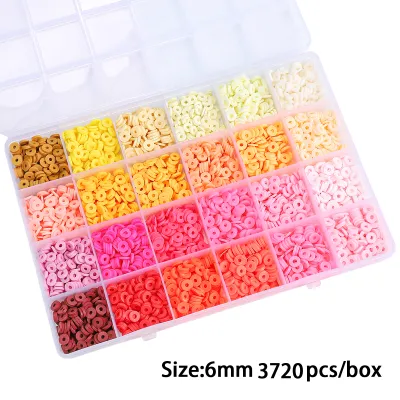 3700pcs 24 Grids 6mm Polymer Clay Beads Set for DIY Handmade Bracelet Necklace Jewelry Making Materials Craft Supplies