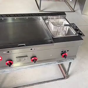XINHONG Commercial stainless gas type griddle with deep fryer kitchen multi-function burger grill machine
