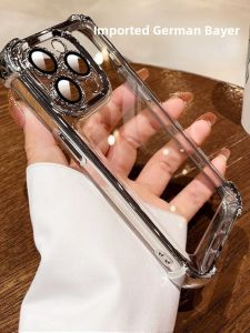 Transparent Electroplated Acrylic Silicone Apple 14 pro Max Phone Case with Four Corner Airbags Dustproof Full Cover plus Shell