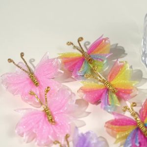 2 cái/bộ Kẹp tóc hình bướm gradient nhung màu vàng dễ thương phụ kiện tóc cho bé gái