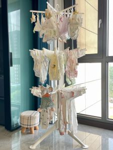 Baby Clothes Hanger for Baby Floor Balcony Indoor Foldable Drying Multi-Clip Multi-Functional Diaper Rack Handy Gadget