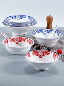 Mimicry Ceramic Plastic Bowl Chinese Style Anti Drop Noodle Bowl Special for Noodle Restaurant Commercial Use Beef Noodle Soup Large Bowl