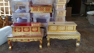 ชุดตู้อภิธรรมพร้อมโต๊ะรอง โต๊ะอถิธรรม ปิดทอง