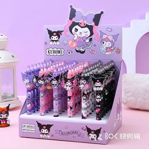 Pen Dakwat 库洛米圆珠笔亚克力贴片 Kuromi Acrylic Patch Ballpoint Pen 卡通可爱少女心按压签字笔顺滑速干学生专用 Cute Cartoon Students