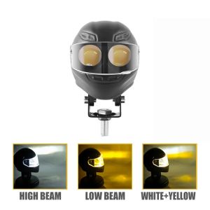 20W Mũ bảo hiểm phong cách đèn LED-Kép Trắng/Vàng chùm cho xe gắn máy xe-Nhôm hợp kim đèn pha cải thiện lái xe đêm