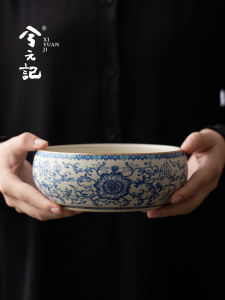 ชุดชาเซ็ต Ceramic Blue And White Large Size Tea Washing Home Use Tea Dregs Basin Water Pot Tea Ceremony Accessory from China