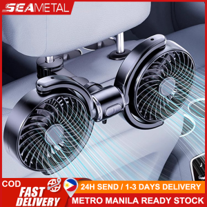 SEAMETAL Car Fan Rear Seat Dual Head Fan 360 Rotatable USB Charge Fan 3-Speed Adjustable