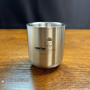 Antiknock Antibacterial Double Layer 304 Stainless Steel Water Cup Portable Children Breakfast Cup Heat Resistant Metal Mug