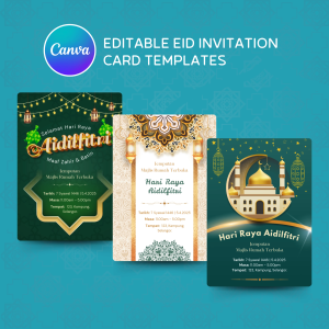 Editable Eid Invitation Card | Canva Template | Ramadan | Open House Card