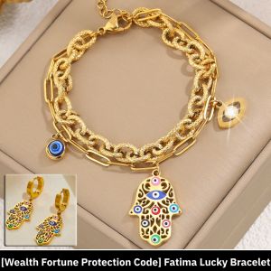 [Wealth Fortune Protection Code] Fatima Lucky Bracelet Ladies Bracelet Set Titanium Steel Light Luxury Jewelry Lucky Bracelet