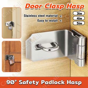 90/180 Degree Padlock Hasp Stainless Steel Security Door Clasp Hasp Lock Latch 3/4/5 Inches