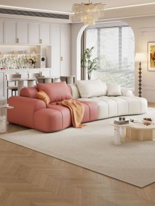 Arc Shaped Irregular Cat Scratch Resistant Anti-stain Compact Sofa Large Seat Width
