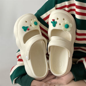 รองเท้ามีรูแมรี่เจนลายดอกไม้รองเท้าแตะปิดหัวแฟชั่น INS แมทช์สุดง่ายใส่ออกไปข้างนอกเหมาะกับสาวๆน่ารักๆแบบใหม่ฤดูร้อนสำหรับผู้หญิง