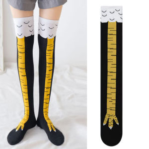 Chicken Paws Feet Long Socks Women Over The Knee Stockings Funny Cartoon Chicken Leg Claw Ladies 3D Print Thigh High Socks Gifts