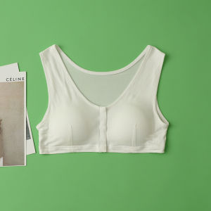 พลัสไซส์ ผ้าไหม ถัก เสื้อกั๊ก สไตล์ Bralette ไร้สายไม่มีรอยต่อ ผู้หญิง ชุดชั้นในปุ่มด้านหน้า ดีไซน์ บาง ฤดูร้อน ผ้าไหม ชุดชั้นใน