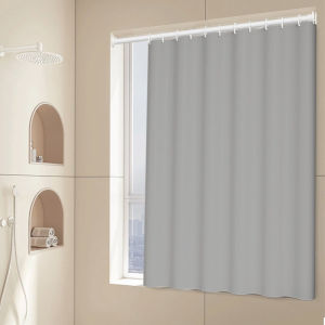 Modern Bathroom Waterproof Curtains Pure Color Blocking Windows Privacy Protection No Punching Required Small Window Size