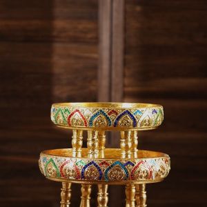 ถาดใส่ผลไม้ทรงสูงสีทองสำหรับใส่ผลไม้ ถาดวางขนมถ้วยชาย้ายบ้านใหม่สร้างสรรค์สถาน ที่จัดเก็บน้ำมันหอมระวังเก็บอาหาร